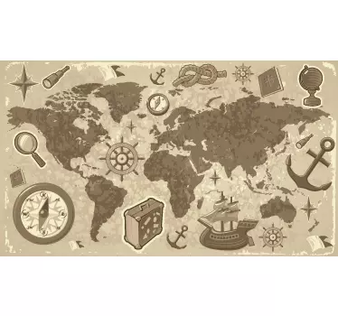 Vinil infantil mapa mundo clássico - TenStickers