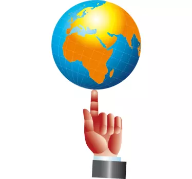 Autocolantes sala de reuniões Dedo a segurar o globo terrestre - TenStickers