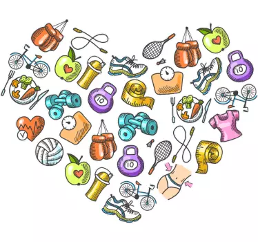 Autocolantes de medicina e saúde Coração acessórios desporto - TenStickers