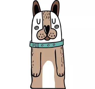 Vinil para porta Cão castanho bonito - TenStickers