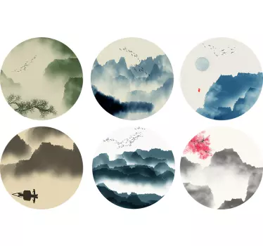 Vinil parede montanhas e árvores orientais - TenStickers