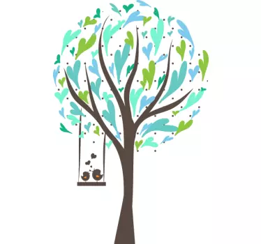 vinis decorativos árvore de pássaros do amor - TenStickers