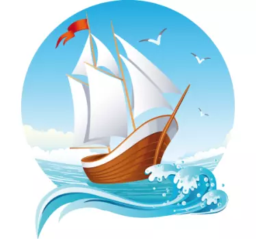 vinis decorativos barco com velas brancas - TenStickers