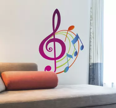 Autocolante decorativo clave de sol colorida - TenStickers