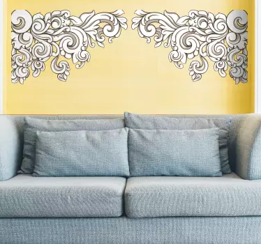 Autocolante de parede canto floral barroco crescente - TenStickers