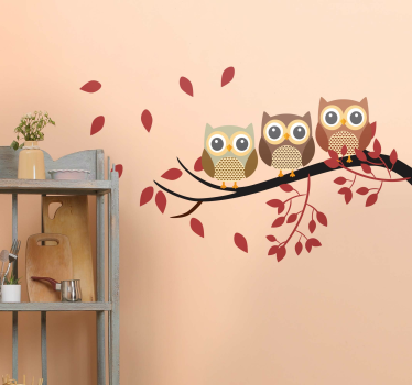 Autocolantes de pássaros e aves Três corujas bonitinh - TenStickers