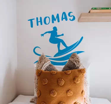 Autocolantes decorativos de surf Surfista com nome - TenStickers