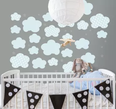 Autocolante decorativo infantil nuvens azuis - TenStickers