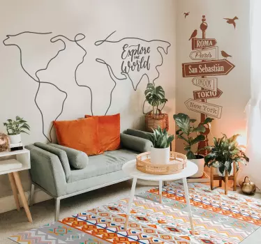 Autocolante decorativo mapa mundo Explorar o mundo - TenStickers