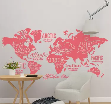 Autocolante decorativo mapa mundo Mapa do mundo com detalhes - TenStickers