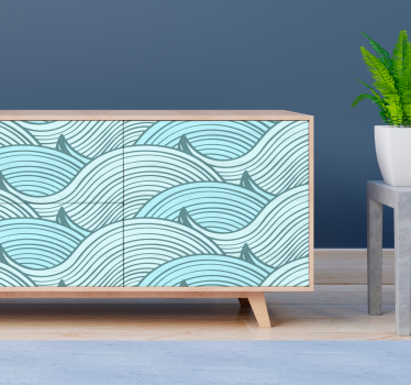 Padrão de ondas <b>vinil autocolante decorativo</b> de móveis - TenStickers