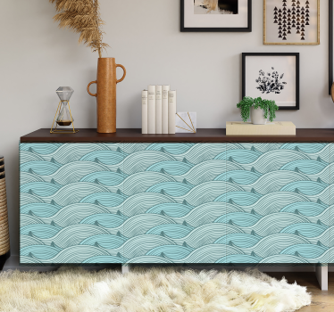 Padrão de ondas <b>vinil autocolante decorativo</b> de móveis - TenStickers