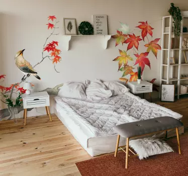 Autocolantes decorativos de pássaros e aves japonês vermelho - TenStickers