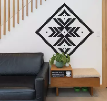 Autocolante sala de estar motivo de padrão de diamante - TenStickers