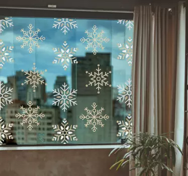 Autocolante decorativo de Natal Flocos de neve dourados - TenStickers