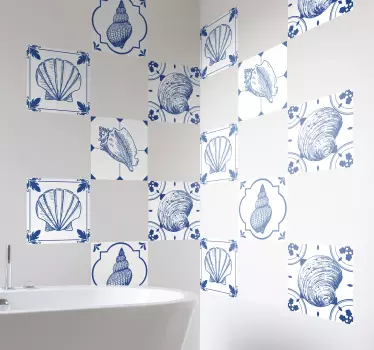 Adesivos azulejos Azulejo de parede de conchas - TenStickers