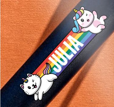 Autocolantes decorativo para bicicletas Arco-íris com dois unicór - TenStickers