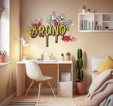 Vinil decorativo urbano nome  com bombas de tags - TenStickers