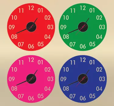 Relógio autocolante quarto cores - TenStickers