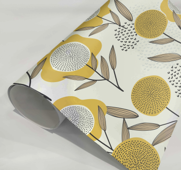 Autocolante com padrões florais padrão floral abstrato amarelo - TenStickers