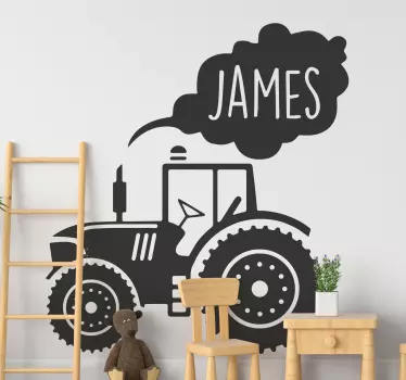 Autocolantes de brinquedos Trator silhueta com nome próprio perso - TenStickers