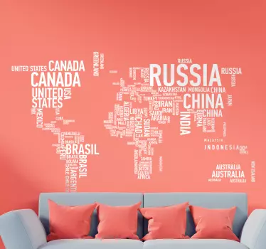 Autocolante de texto Mapa Mundo - TenStickers