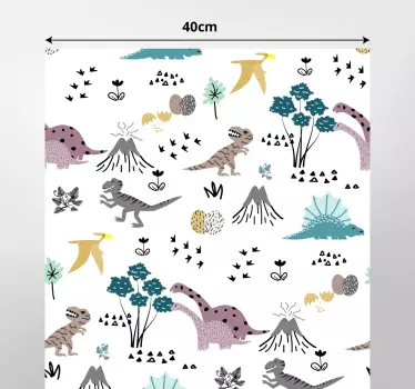 Autocolante para móveis infantis padrão de dinossauros - TenStickers