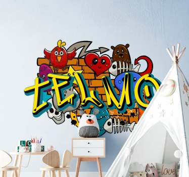 Autocolante urbano Grafite colorido com nome personalizado - TenStickers