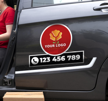 Autocolante para carro logotipo personalizado e número de telefon - TenStickers