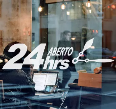 Aberto 24 horas autocolante industrial - TenStickers