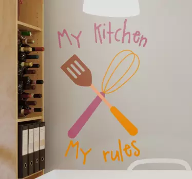 Adesivo autocolante para Cozinha Minha cozinha minhas regras impr - TenStickers