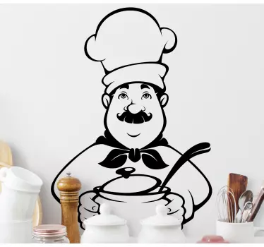 Adesivo autocolante para Cozinha produtopreto e branco do chef - TenStickers
