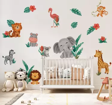 Adesivo de animais fofos para quarto de criança - TenStickers