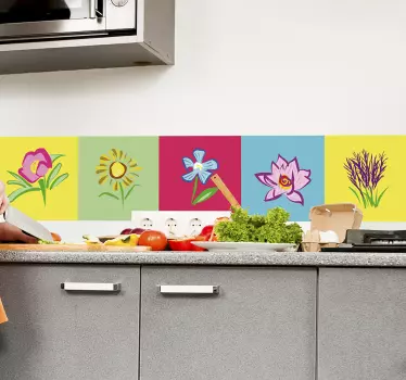 Adesivo de azulejo flores - TenStickers
