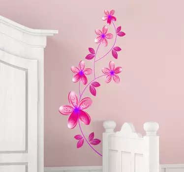 adesivo de flores rosas - TenStickers