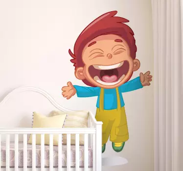 Adesivo de menino pulando e rindo - TenStickers