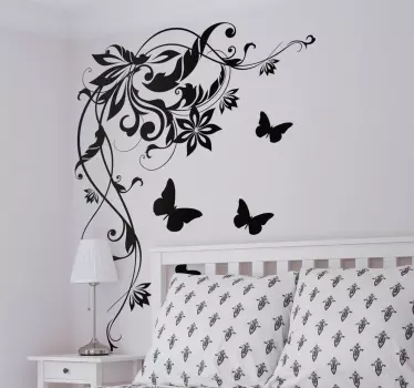 Adesivo de parede de flores e borboletas - TenStickers