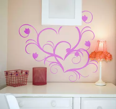 Adesivo de parede floral em forma de coração - TenStickers