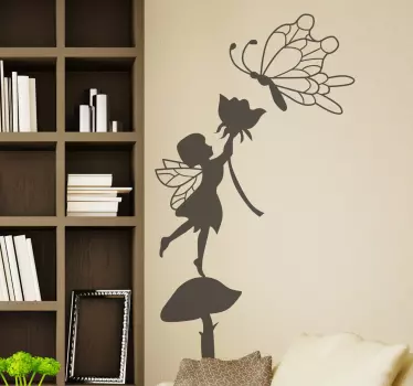 Adesivo de parede infantil fada flor borboleta - TenStickers