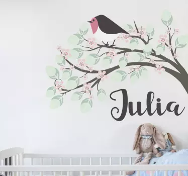 Adesivo personalizado de parede infantil pássaro - TenStickers