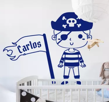 Adesivo de parede infantil pirata personalizável - TenStickers