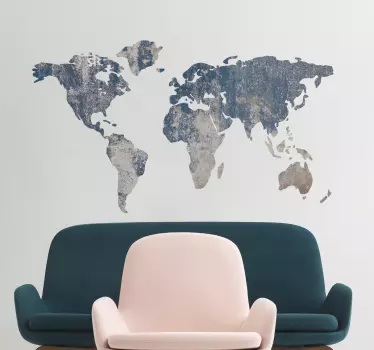 Adesivo de parede mapa mundi azul - TenStickers
