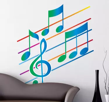 Adesivo de pentagrama com notas musicais - TenStickers