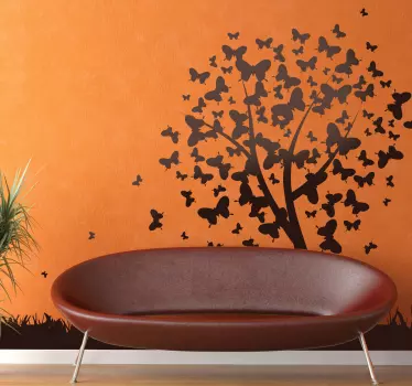 Adesivo Decorativo Árvore de Borboletas - TenStickers