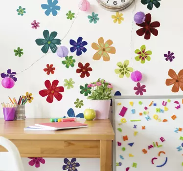 Adesivo decorativo flores Cor flores impressão de arte - TenStickers