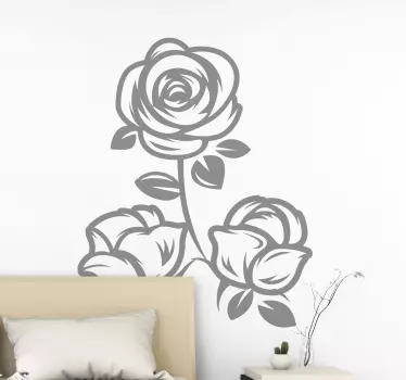 Adesivo decorativo flores Dois tipos de estilo de rosas - TenStickers