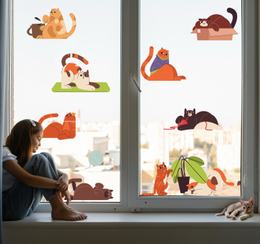 Autocolante animal brincando de gatos - TenStickers