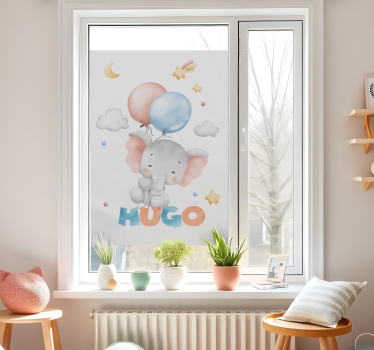Autocolante animal elefante aquarela com nome - TenStickers