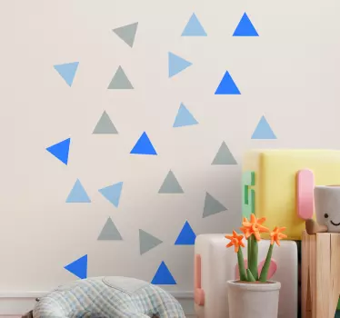 Autocolante geométrico triângulos azuis e cinza - TenStickers