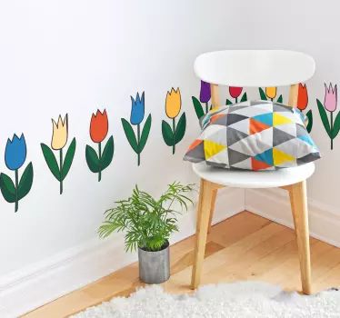 Adesivo friso de tulipas - TenStickers